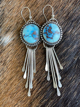 Load image into Gallery viewer, Round Golden Hill Turquoise Fringe Earrings