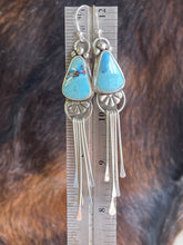 Load image into Gallery viewer, Pyramid Golden Hill Turquoise Fringe Earrings