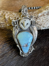 Load image into Gallery viewer, Snowy Owl Golden Hill Turquoise Pendant