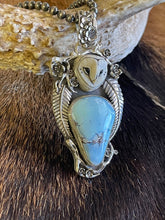 Load image into Gallery viewer, Snowy Owl Golden Hill Turquoise Pendant