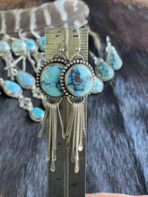 Load image into Gallery viewer, Round Golden Hill Turquoise Fringe Earrings