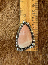 Load image into Gallery viewer, Pink Petals: Hand-Stamped Elegance on Oregon Sunset Jasper
