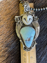 Load image into Gallery viewer, Snowy Owl Golden Hill Turquoise Pendant
